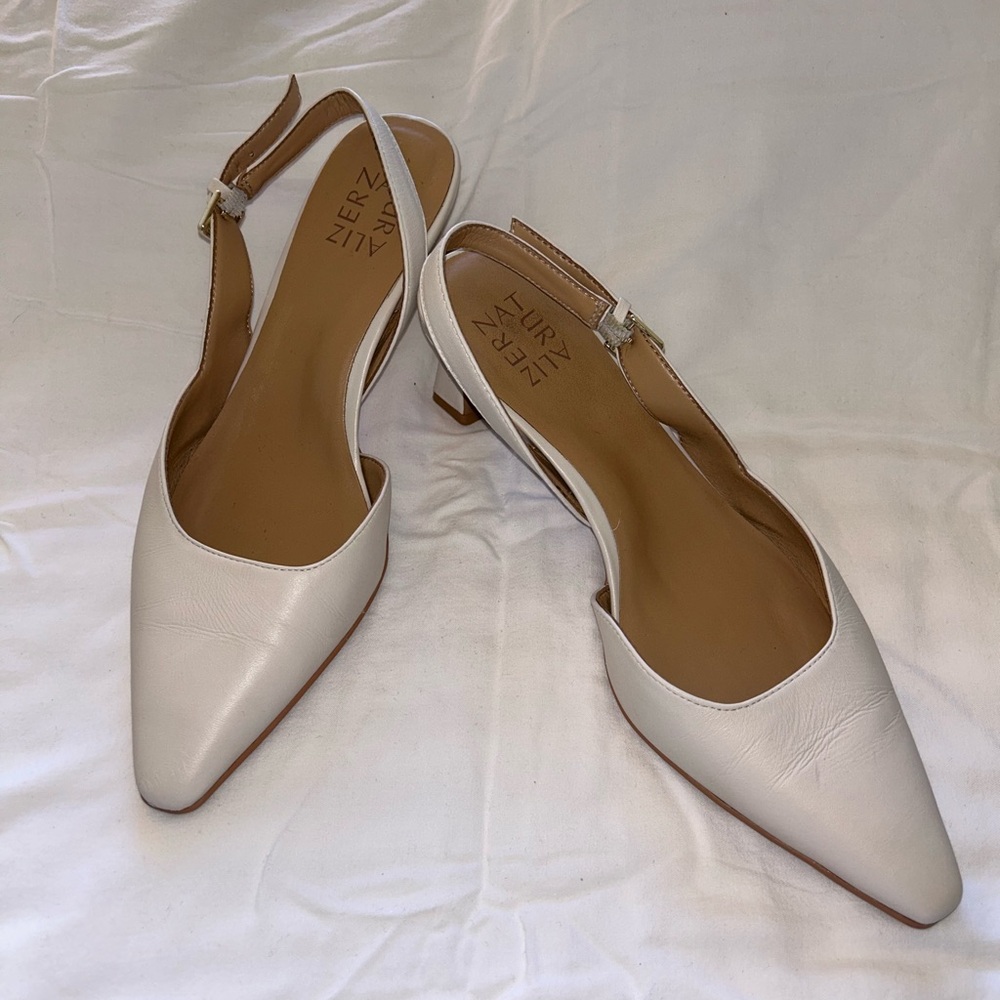 Naturalizer Off White Leather Slingback Heels
